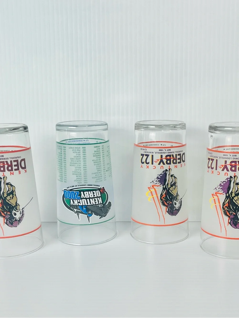Set 4 Kentucky Derby Souvenir Glasses 1996-122nd & 2000-126th